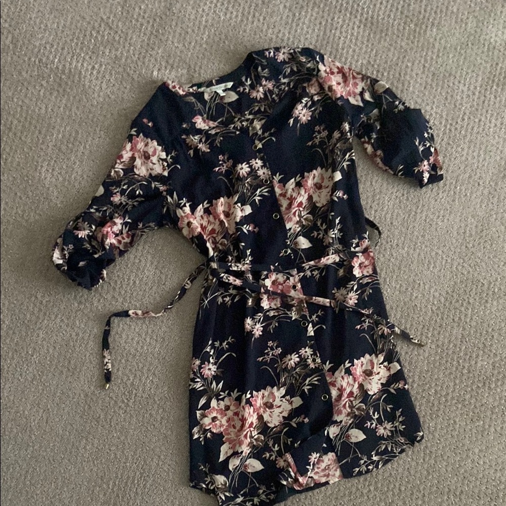 Navy Floral Tie Dress